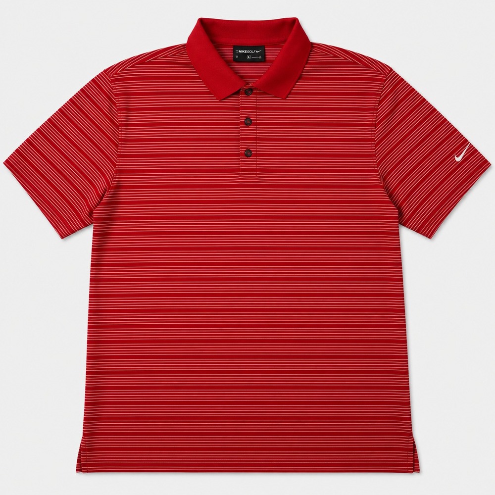 Nike Golf Dri-FIT Polo Shirt Mens Medium Red Striped Short Sleeve Performance